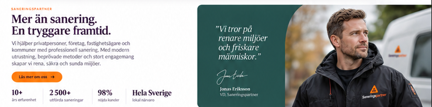 Jonas Eriksson, VD på Saneringspartner, vid en servicebil